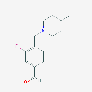 molecular formula C14H18FNO B7992947 3-Fluoro-4-((4-methylpiperidin-1-yl)methyl)benzaldehyde 