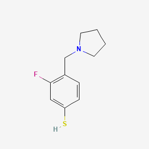 molecular formula C11H14FNS B7992975 3-Fluoro-4-(pyrrolidin-1-ylmethyl)benzenethiol 