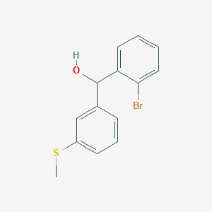 molecular formula C14H13BrOS B7993025 2-Bromo-3'-(methylthio)benzhydrol 