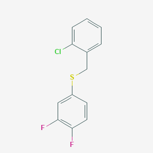 molecular formula C13H9ClF2S B7993077 1-Chloro-2-[(3,4-difluorophenyl)sulfanylmethyl]benzene 