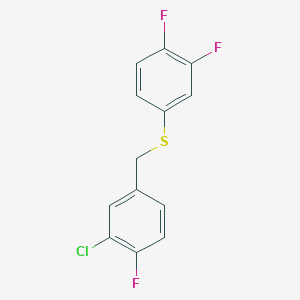 molecular formula C13H8ClF3S B7993134 (3-Chloro-4-fluorobenzyl)(3,4-difluorophenyl)sulfane 