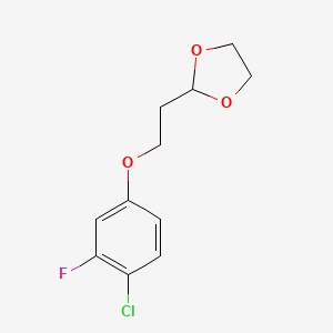 molecular formula C11H12ClFO3 B7993152 2-[2-(4-Chloro-3-fluoro-phenoxy)ethyl]-1,3-dioxolane 