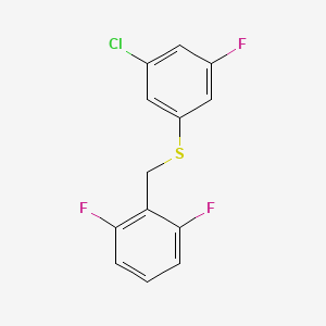molecular formula C13H8ClF3S B7993198 1,3-Difluoro-2-[(3-chloro-5-fluorophenyl)sulfanylmethyl]benzene CAS No. 1443337-04-9