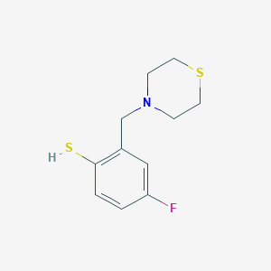 molecular formula C11H14FNS2 B7993209 4-Fluoro-2-(thiomorpholinomethyl)benzenethiol 