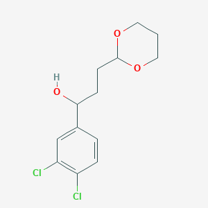 molecular formula C13H16Cl2O3 B7993246 1-(3,4-Dichlorophenyl)-3-[2-(1,3-dioxanyl)]-1-propanol 