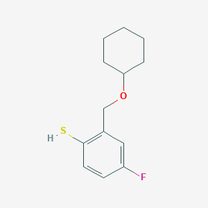 molecular formula C13H17FOS B7993281 2-[(Cyclohexyloxy)methyl]-4-fluorothiophenol 