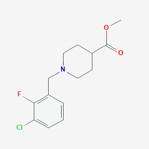 molecular formula C14H17ClFNO2 B7993369 Methyl 1-[(3-chloro-2-fluorophenyl)methyl]piperidine-4-carboxylate 