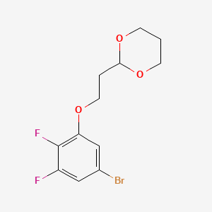 molecular formula C12H13BrF2O3 B7993613 2-[2-(3-Bromo-5,6-difluoro-phenoxy)ethyl]-1,3-dioxane 