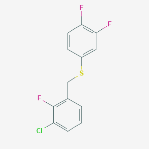molecular formula C13H8ClF3S B7993720 1-Chloro-2-fluoro-3-[(3,4-difluorophenyl)sulfanylmethyl]benzene 