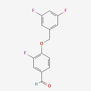 molecular formula C14H9F3O2 B7993765 4-((3,5-Difluorobenzyl)oxy)-3-fluorobenzaldehyde 