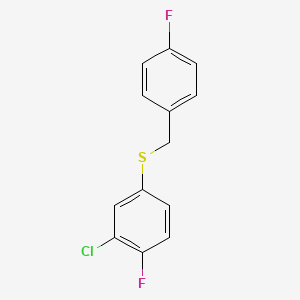 molecular formula C13H9ClF2S B7993859 1-Fluoro-4-[(3-chloro-4-fluorophenyl)sulfanylmethyl]benzene 
