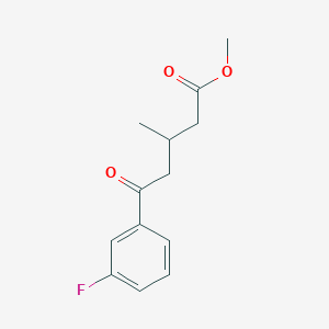 molecular formula C13H15FO3 B7994051 Methyl 5-(3-fluorophenyl)-3-methyl-5-oxovalerate 