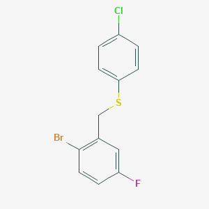molecular formula C13H9BrClFS B7994121 1-Bromo-4-fluoro-2-[(4-chlorophenyl)sulfanylmethyl]benzene 