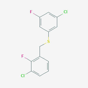 molecular formula C13H8Cl2F2S B7994665 1-Chloro-2-fluoro-3-[(3-chloro-5-fluorophenyl)sulfanylmethyl]benzene 