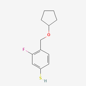 molecular formula C12H15FOS B7994693 4-[(Cyclopentyloxy)methyl]-3-fluorothiophenol CAS No. 1443355-32-5
