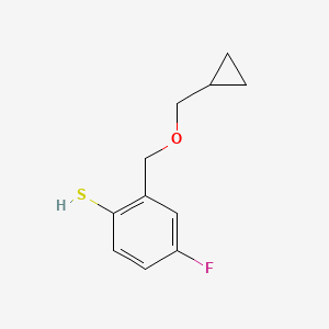molecular formula C11H13FOS B7994695 2-[(Cyclopropanemethoxy)methyl]-4-fluorothiophenol 