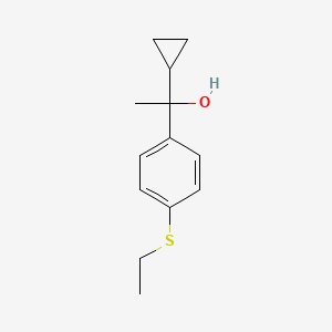 molecular formula C13H18OS B7994829 1-[4-(Ethylthio)phenyl]-1-cyclopropyl ethanol 