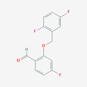 molecular formula C14H9F3O2 B7994958 2-((2,5-Difluorobenzyl)oxy)-4-fluorobenzaldehyde 