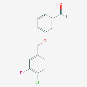 molecular formula C14H10ClFO2 B7994975 3-(4-Chloro-3-fluorobenzyloxy)benzaldehyde 
