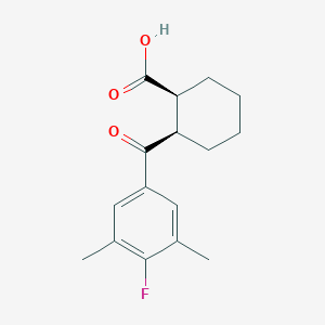 molecular formula C16H19FO3 B7995033 cis-2-(4-Fluoro-3,5-dimethylbenzoyl)cyclohexane-1-carboxylic acid 