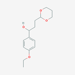 molecular formula C15H22O4 B7995069 3-[2-(1,3-Dioxanyl)]-1-(4-ethoxyphenyl)-1-propanol 