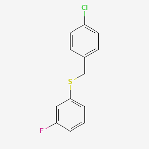 molecular formula C13H10ClFS B7995090 1-Chloro-4-[(3-fluorophenyl)sulfanylmethyl]benzene 