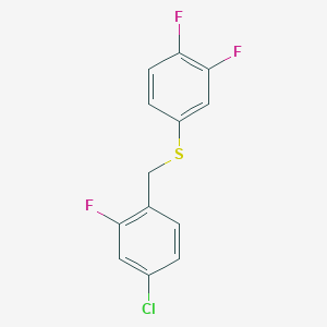 molecular formula C13H8ClF3S B7995102 1-Chloro-3-fluoro-4-[(3,4-difluorophenyl)sulfanylmethyl]benzene CAS No. 1443302-76-8