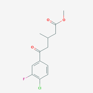 molecular formula C13H14ClFO3 B7995138 Methyl 5-(4-chloro-3-fluorophenyl)-3-methyl-5-oxovalerate 