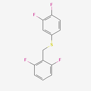 molecular formula C13H8F4S B7995262 1,3-Difluoro-2-[(3,4-difluorophenyl)sulfanylmethyl]benzene 