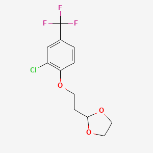 molecular formula C12H12ClF3O3 B7995387 3-Chloro-4-[2-(1,3-dioxolan-2-yl)ethoxy]benzotrifluoride 
