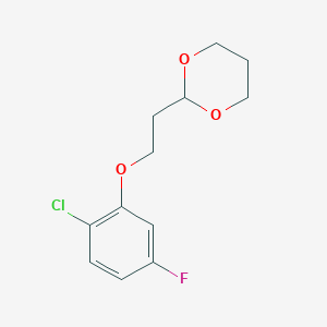 molecular formula C12H14ClFO3 B7995410 2-[2-(2-Chloro-5-fluoro-phenoxy)ethyl]-1,3-dioxane 