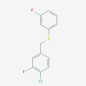molecular formula C13H9ClF2S B7995422 1-Chloro-2-fluoro-4-[(3-fluorophenyl)sulfanylmethyl]benzene 