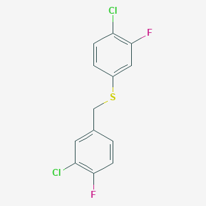 molecular formula C13H8Cl2F2S B7995556 1-Chloro-2-fluoro-5-[(4-chloro-3-fluorophenyl)sulfanylmethyl]benzene 