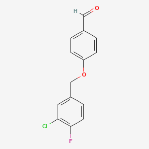 molecular formula C14H10ClFO2 B7995616 4-(3-Chloro-4-fluorobenzyloxy)benzaldehyde 