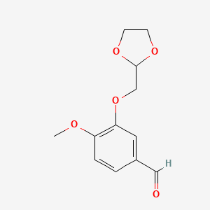 molecular formula C12H14O5 B7995651 3-[2-(1,3-Dioxolan-2-yl)methoxy]-4-methoxybenzaldehyde 