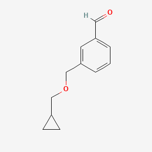 molecular formula C12H14O2 B7995767 3-[(Cyclopropanemethoxy)methyl]benzaldehyde 
