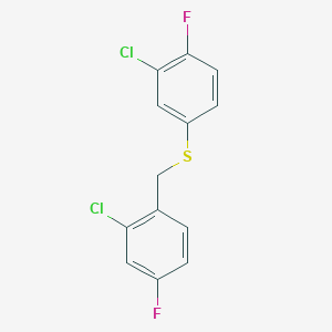 molecular formula C13H8Cl2F2S B7995806 1-Chloro-3-fluoro-6-[(3-chloro-4-fluorophenyl)sulfanylmethyl]benzene 