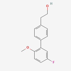 molecular formula C15H15FO2 B7995949 4-(3-Fluoro-6-methoxyphenyl)phenethyl alcohol 