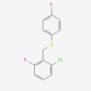 molecular formula C13H9ClF2S B7996015 1-Chloro-3-fluoro-2-[(4-fluorophenyl)sulfanylmethyl]benzene 