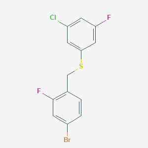molecular formula C13H8BrClF2S B7996058 1-Bromo-3-fluoro-4-[(3-chloro-5-fluorophenyl)sulfanylmethyl]benzene 