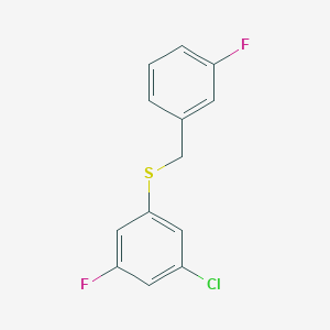 molecular formula C13H9ClF2S B7996070 1-Fluoro-3-[(3-chloro-5-fluorophenyl)sulfanylmethyl]benzene 