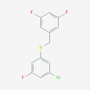 molecular formula C13H8ClF3S B7996089 1,3-Difluoro-5-[(3-chloro-5-fluorophenyl)sulfanylmethyl]benzene 