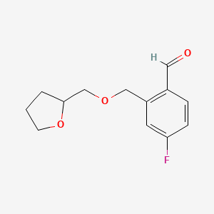 molecular formula C13H15FO3 B7996252 4-Fluoro-2-[(tetrahydrofurfuryloxy)methyl]benzaldehyde 
