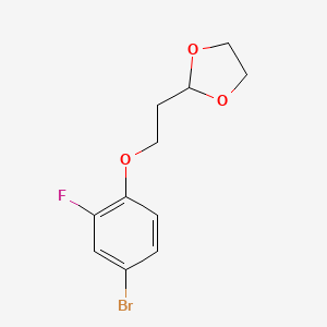 molecular formula C11H12BrFO3 B7996372 2-[2-(4-Bromo-2-fluoro-phenoxy)ethyl]-1,3-dioxolane 