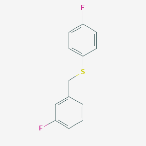 molecular formula C13H10F2S B7996400 1-Fluoro-3-[(4-fluorophenyl)sulfanylmethyl]benzene 