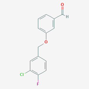 molecular formula C14H10ClFO2 B7996403 3-(3-Chloro-4-fluorobenzyloxy)benzaldehyde CAS No. 1443305-34-7