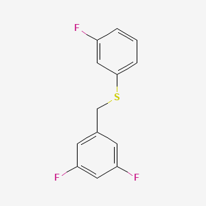 molecular formula C13H9F3S B7996411 1,3-Difluoro-5-[(3-fluorophenyl)sulfanylmethyl]benzene 