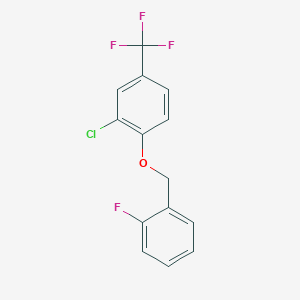 molecular formula C14H9ClF4O B7996566 3-Chloro-4-[(2-fluorophenyl)methoxy]benzotrifluoride 