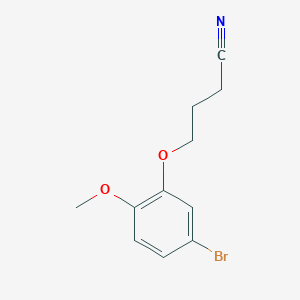 molecular formula C11H12BrNO2 B7996917 4-(3-Bromo-6-methoxy-phenoxy)butanenitrile 