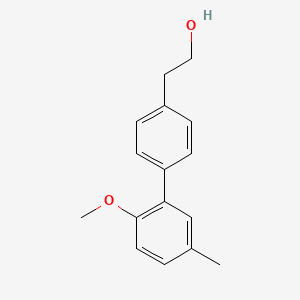 molecular formula C16H18O2 B7997076 4-(2-Methoxy-5-methylphenyl)phenethyl alcohol CAS No. 1443305-44-9